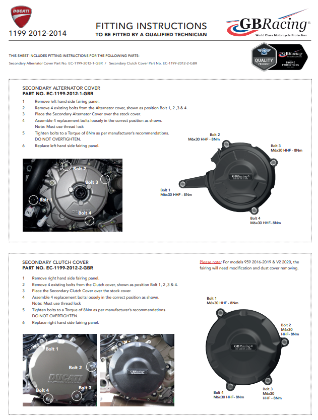 Zaštitna obloga za alternator GBRacing Ducati Panigale 1199/S/R (12-17) 
