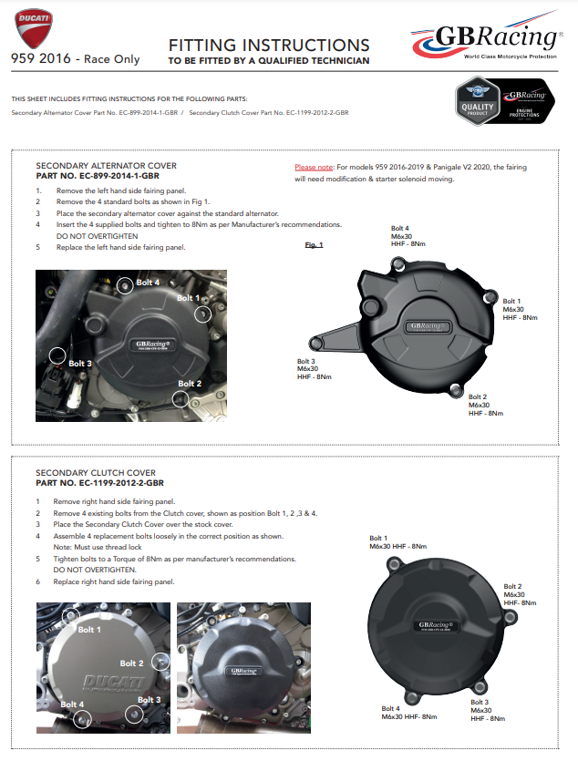 Zaštitna obloga za alternator GBRacing Ducati Panigale 959 (16-19) 