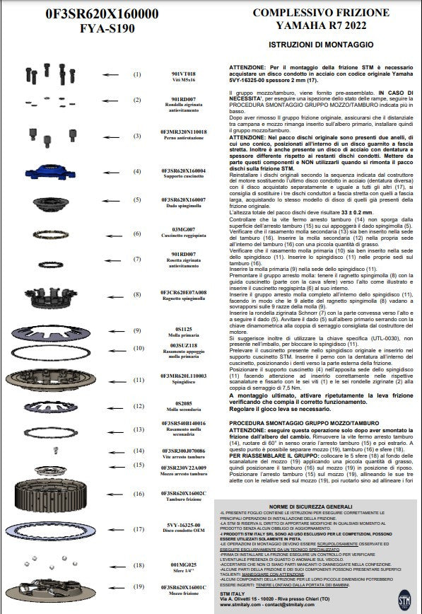 STM anti-hopping spojka Yamaha YZF-R7 (21-26) FYA-S190 