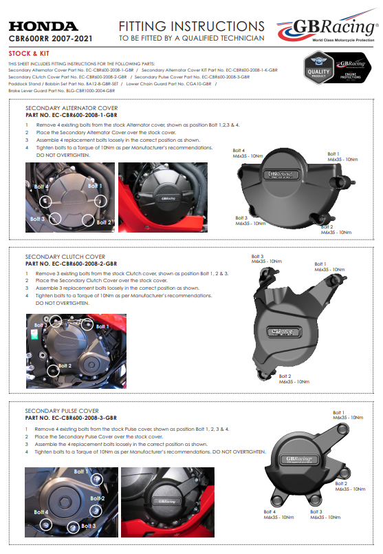 Zaštitna obloga za zaštitu od paljenja GBRacing Honda CBR 600 RR (07-21) 