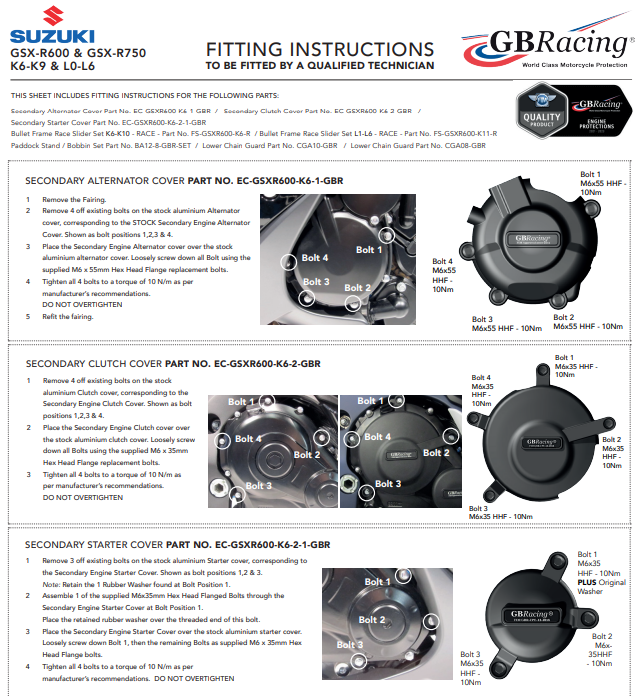Zavojnica zaštitna navlaka GBRacing Suzuki GSX-R 600/750 (06-17) 