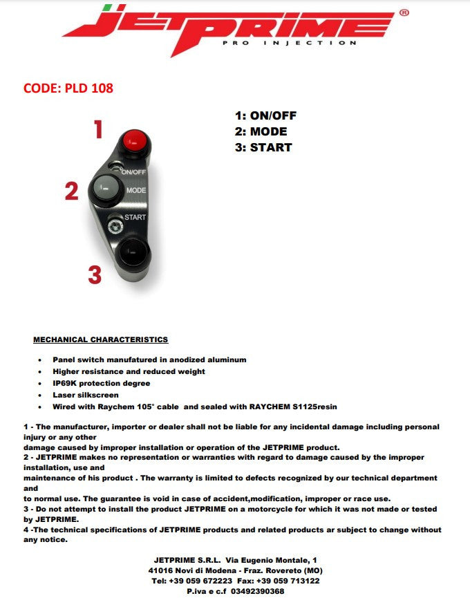 Prekidač za upravljač JetPrime JP ACC 108 plin za BMW S1000RR (15-20) JP PLD 108 