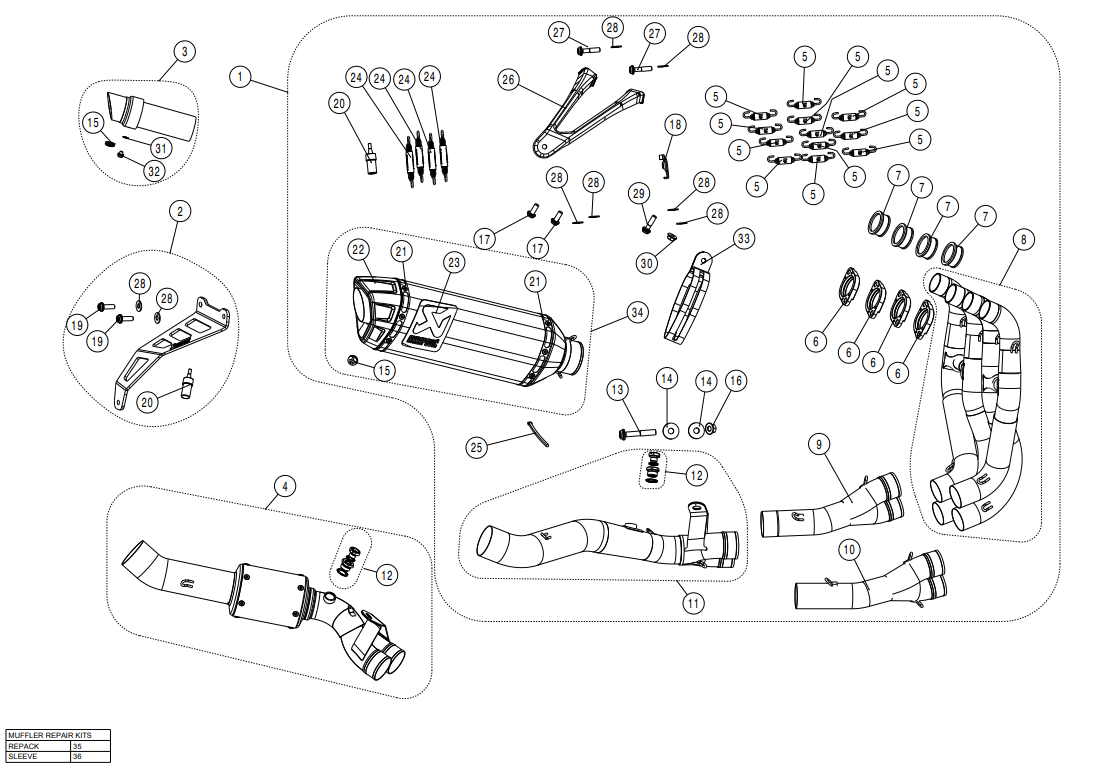 Akrapovic Racing Line (nehrđajući čelik) Kawasaki ZX-10 R/RR (21-25) S-K10R10-RC 