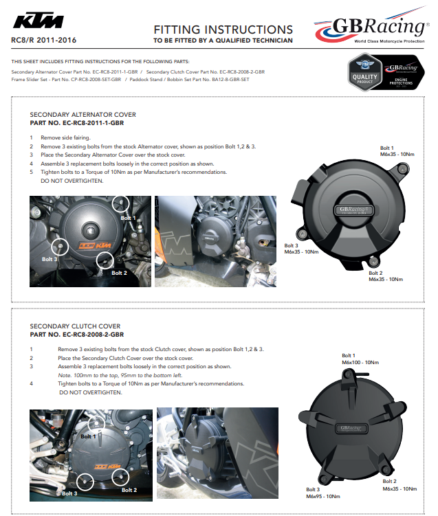 Zaštitna obloga za alternator GBRacing KTM RC8/R 1190 (12-16) 