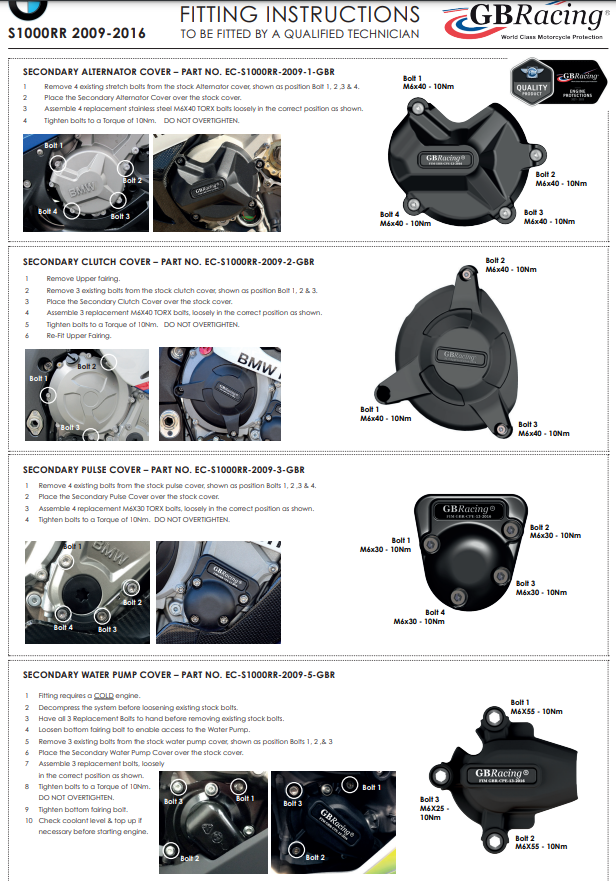 Zaštitna navlaka za zaštitu paljenja GBRacing BMW S1000RR K46 (09-18) 