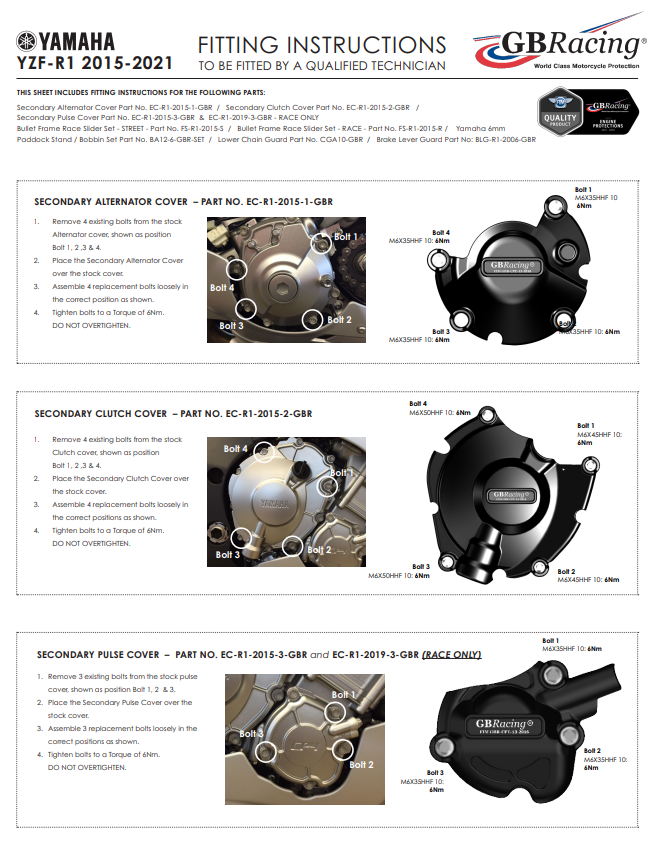 Zaštitna obloga za alternator GBRacing Yamaha YZF-R1/M RN32, RN49 i RN65(15-26) 