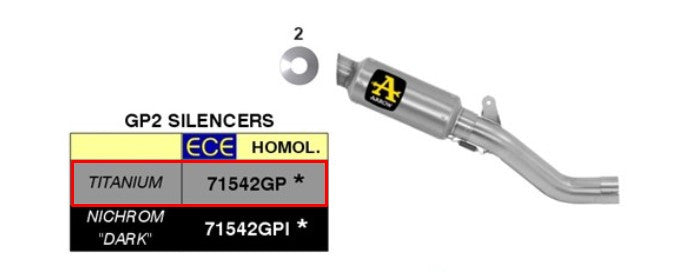 Arrow Slip-On Kit GP2 Titan Aprilia RSV4/RR/RF (17-18) 71542GP 
