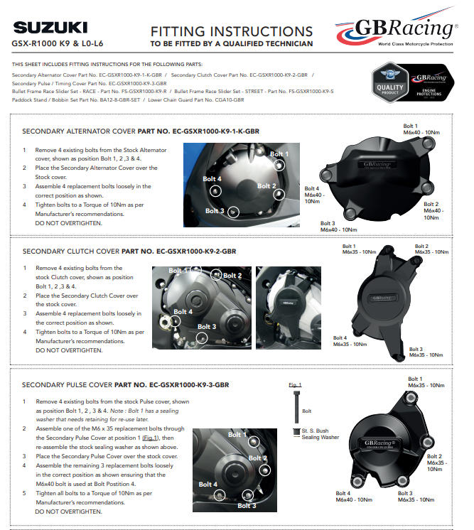 Zaštitna navlaka za spojku GBRacing Suzuki GSX-R 1000 (09-16) 
